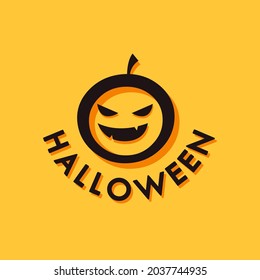 Halloween logo design. Halloween wallpaper. Pumpkin face logo.