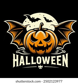 Ilustración del logotipo de Halloween, icono de Halloween del logotipo del Anuncio, aterrador