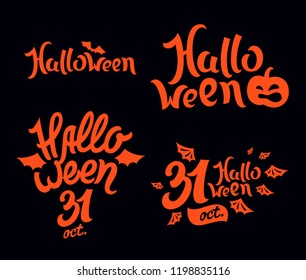 Halloween logo lettering set