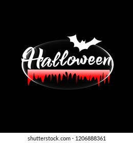 Halloween logo on a black background with bat