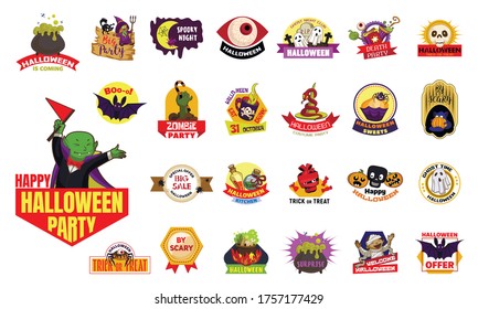 Halloween logo set. Cartoon set of halloween vector logo for web design