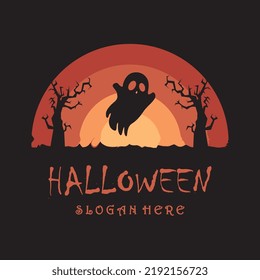 logotipo de halloween con plantilla de lema