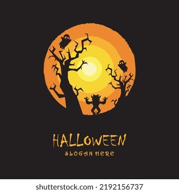 logotipo de halloween con plantilla de lema