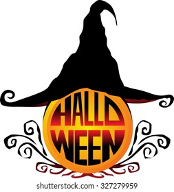 Halloween logo vector design, silhouette textured effect