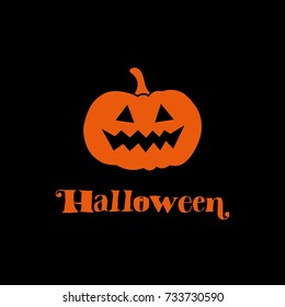Halloween logo vector illustration, black orange pumpkin