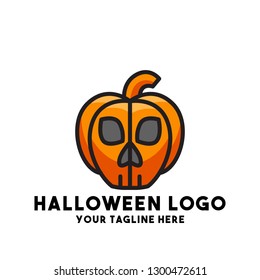 halloween logo vector with pumpkin halloween plant