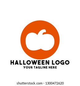 halloween logo vector with pumpkin halloween plant