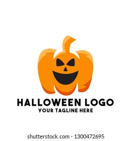 halloween logo vector with pumpkin halloween plant
