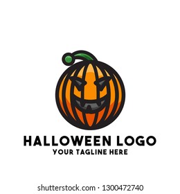 halloween logo vector with pumpkin halloween plant