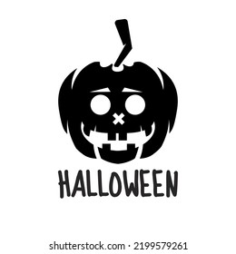 Halloween Logo for your design with hand drawn pumpkin vector illustration. This illustration can be used as a greeting card, poster or print