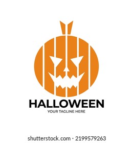 Halloween Logo for your design with hand drawn pumpkin vector illustration. This illustration can be used as a greeting card, poster or print