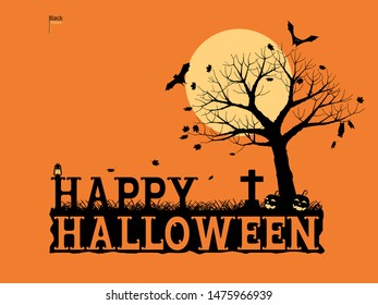 Halloween logo.there are 2 unique layer black and yellow on orange background. Easy to change color
