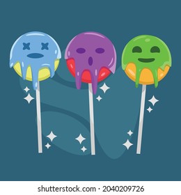 Halloween Lollipop Candy Set Vector Collection