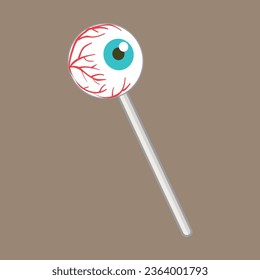 Halloween lollipop from the eye on a stick. Vector illustrated element. 