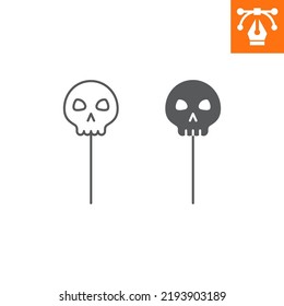 Halloween lollipop line and solid icon, outline style icon for web site or mobile app, halloween and sweets, candy skull vector icon, simple vector illustration, vector graphics with editable strokes.