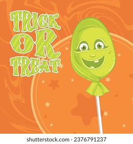 Halloween lollipop monster candy Trick or treat Vector illustration