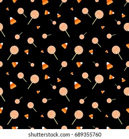 Halloween lollipop seamless pattern, candy banner, flat design template, vector illustration