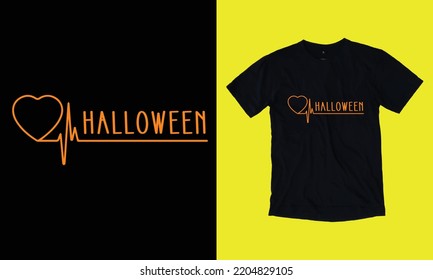 Halloween Love Heart Bit  T Shirt Svg Vector File Template, Witches, Pumpkin,  Fall Background