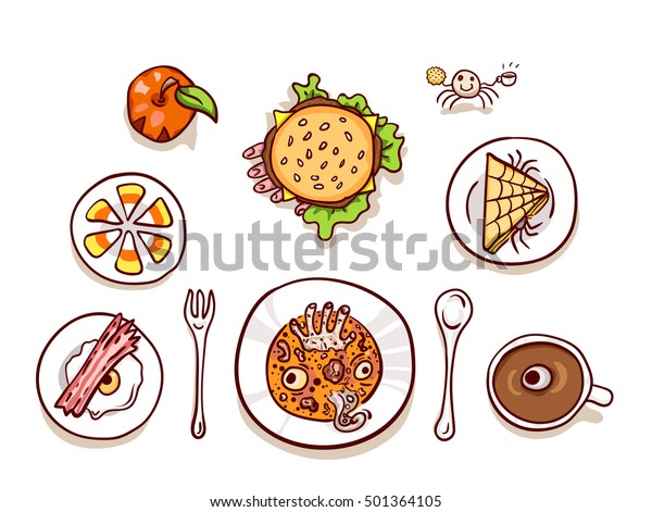 Halloween Lunch Clipart Isolated On White Stock Vector Royalty Free 501364105
