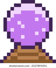 Icono de 8 bits de píxeles de bola mágica de Halloween.
