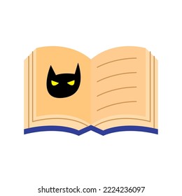 halloween magic book with cat