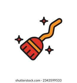 Halloween Magic Broom Icon Vector Illustration