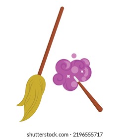 Halloween Magic Broom Illustration Vector
