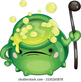Halloween. The magic cauldron boils. Bubbles. Isolated.