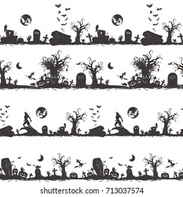 Halloween Magic collection, witch attributes, creepy and spooky elements for halloween decorations, doodle silhouettes, sketch, sticker. Seamless patterns, boards. Hand drawn vector illustration.