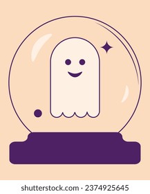 Halloween-Kristallball mit Geist in Vektorgrafik