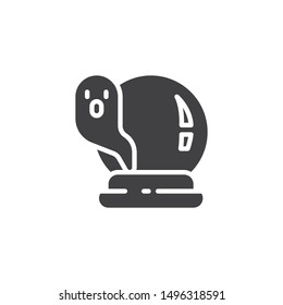 Halloween magic crystal ball vector icon. filled flat sign for mobile concept and web design. Crystal ball with mystic ghost glyph icon. Symbol, logo illustration. Vector graphics