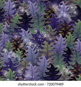 Halloween magic forest, seamless pattern, vector illustration