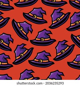 halloween magic hat seamless pattern