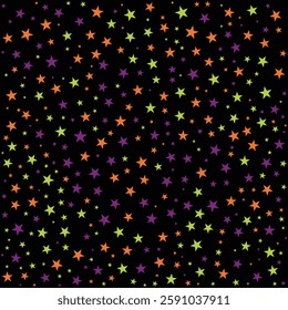 Halloween Magic, Mystic Black and Pumpkin Orange Spooky Star Pattern with Witchy Vibes