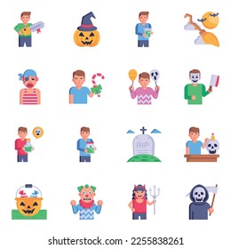 Halloween and Magic Tools Flat Icons

