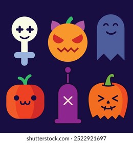 Halloween magic typography with spooky skulls and cauldrons