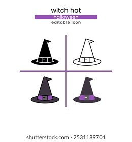 halloween magic witch hat, horror and Scary Icon