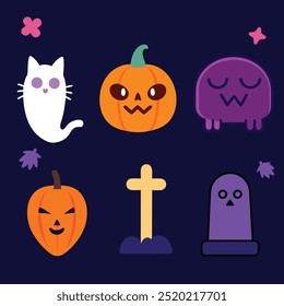 Halloween magic witchcraft stickers featuring pumpkins and ghosts