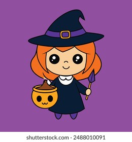 Halloween Magic Witches Vector Illustration.