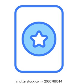 Halloween magical card vector blue filled outline icon.