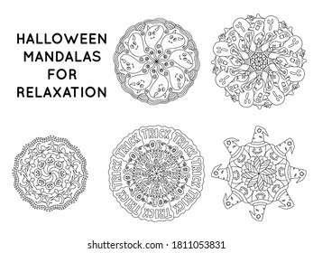 Halloween mandala outline patterns for coloring books