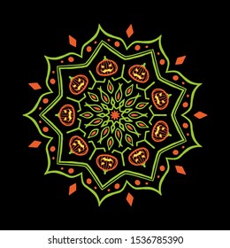 Halloween Mandala Pumpkin Flower - cute floral ornament