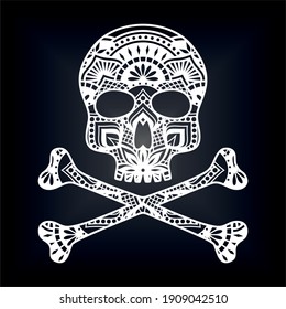 Halloween Mandala Skull. Template for cutting machines. Clipart mandala for printing.