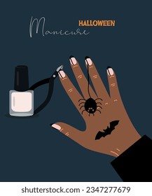 Halloween Manicure Hand with Nail Polish and Cuticle Nipper