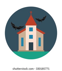 
Halloween Mansion Colored Vector Icon
