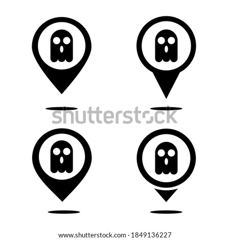 Halloween map pin icon. Horror location. Search ghost. Illustration vector