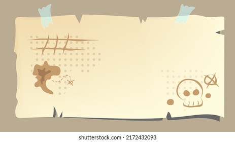 Halloween map pirate paper note board banner background 