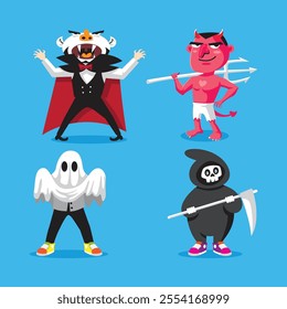 Halloween mascot design. Halloween vector pack.