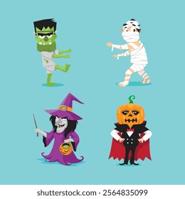Halloween mascot design. Halloween vector pack.