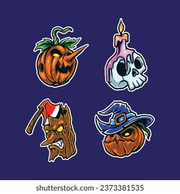 Halloween mascot logo design vector with modern illustration concept style for badge, emblem and t shirt printing. Halloween sticker pack illustration.